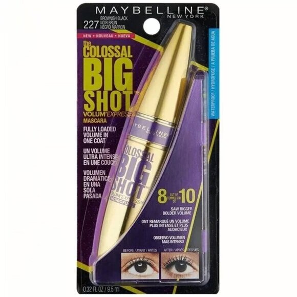 Maybelline New York The Colossal Big Shot Waterproof Mascara Brownish Black #227 - Picture 1 of 7